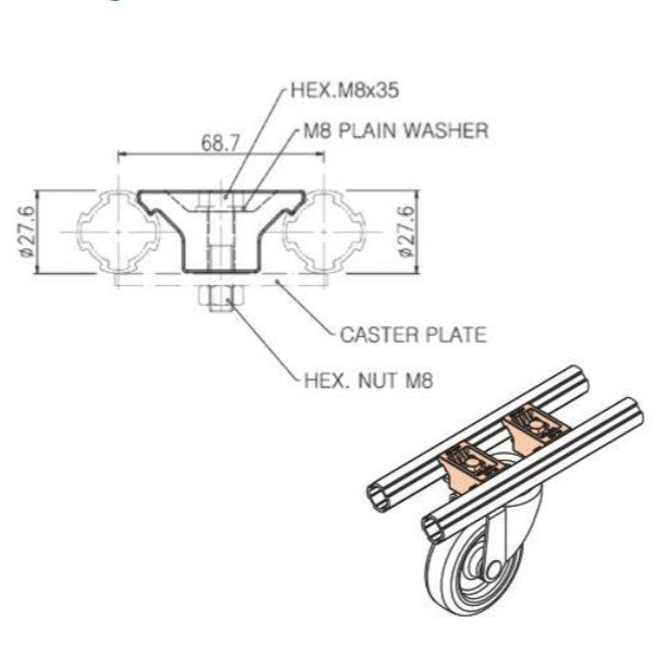 Aluminium Castor Mount ACM-500