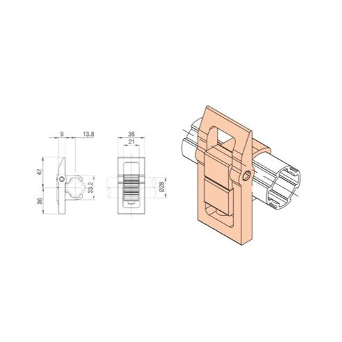 Stopper made of Aluminum AOS-28A