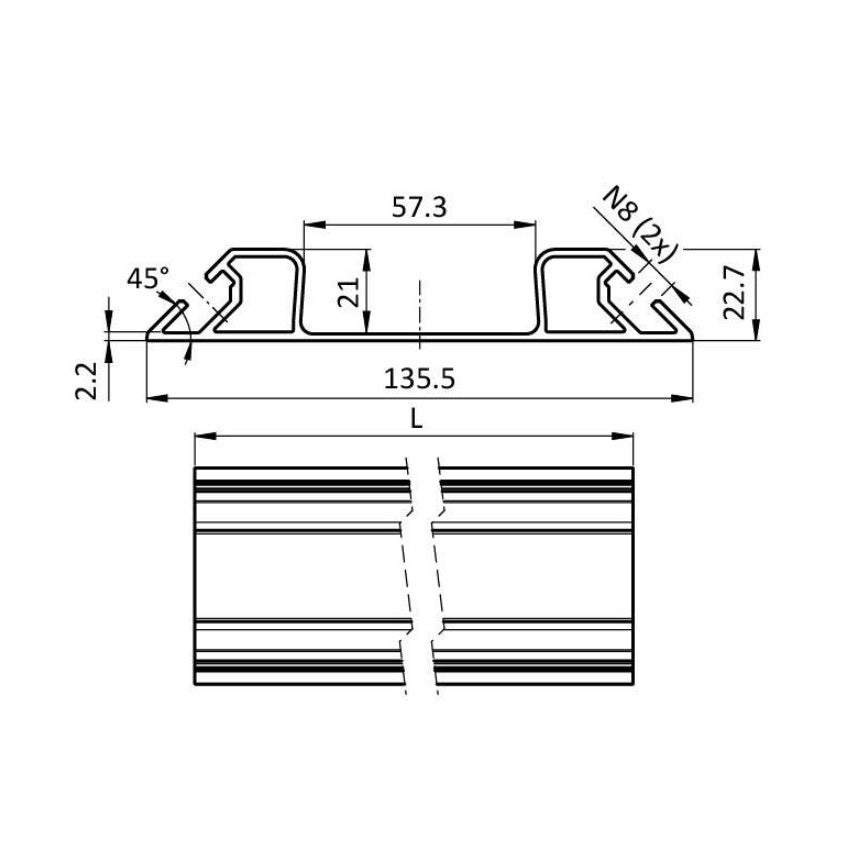 FIFO Monorail Rail 55 1800 mm