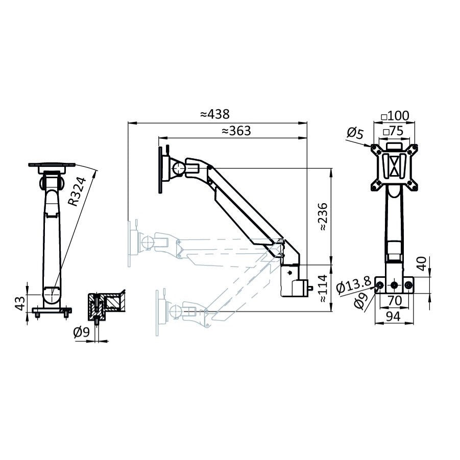 Monitor support 4-axis