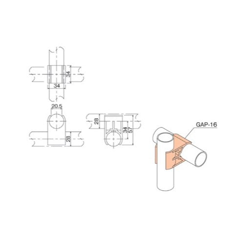 Pipe Joint clip GAP-16 B