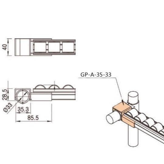 Serie 35 Roller Track Mount GP-A35-33