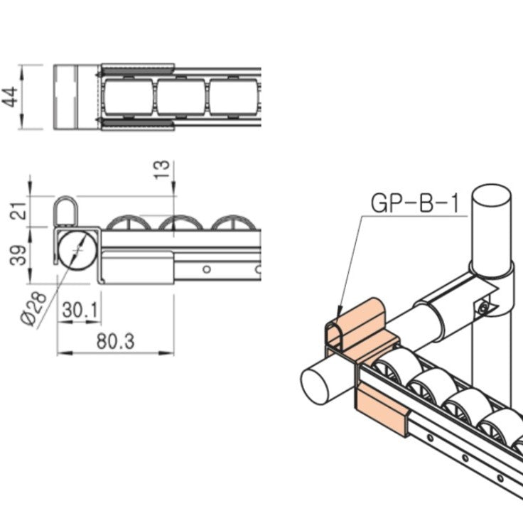 Serie 40 Roller Track Mount GP-B-1
