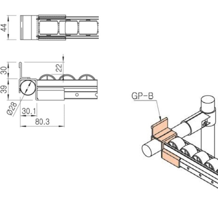 Serie 40 Roller Track Mount GP-B