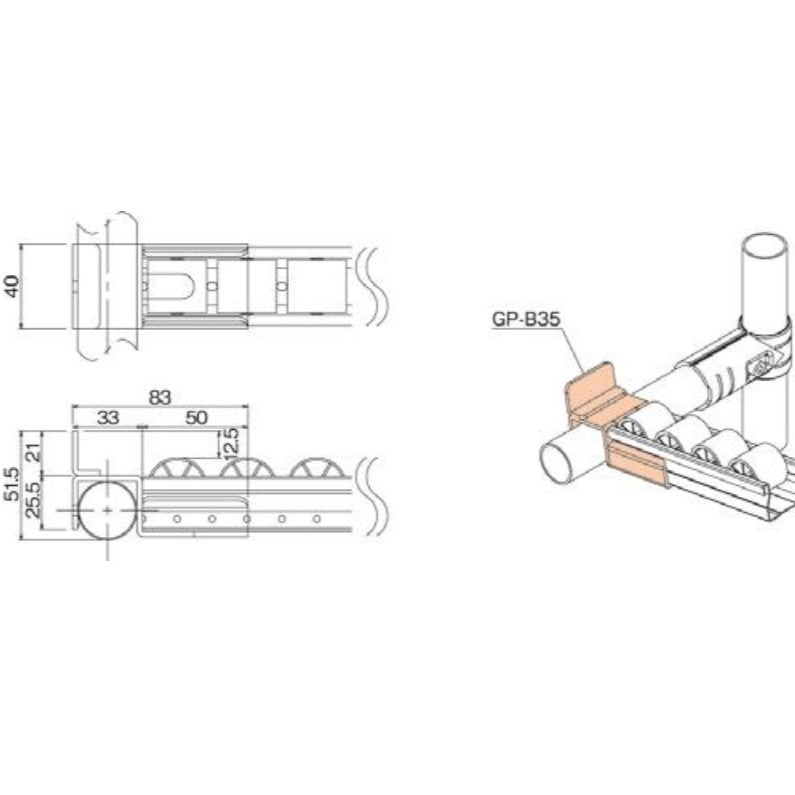 Serie 35 Roller Track Mount GP-B35-33