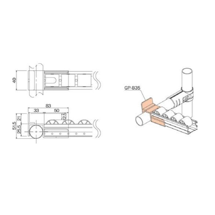 Serie 35 Roller Track Mount GP-B35