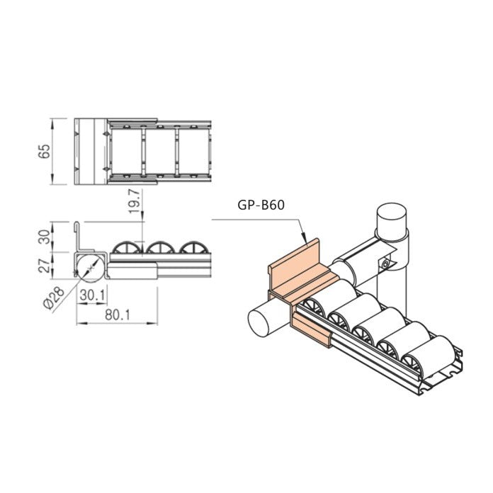 Serie 60 Roller Track Mount GP-B60