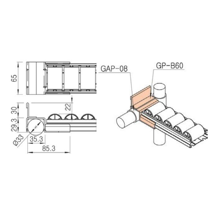 Serie 60 Roller Track Mount GP-B60-33