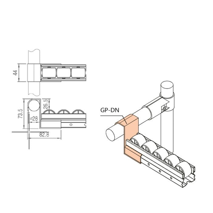 Serie 40  Roller Track Mount GP-DN