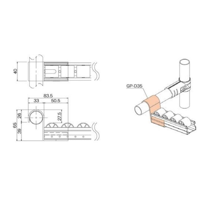 Serie 35 Roller Track Mount GP-D35