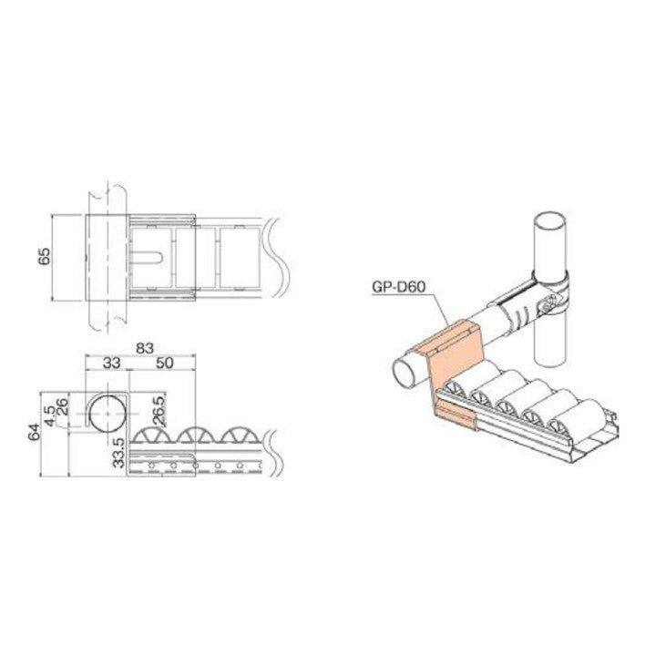 Serie 60 Roller Track Mount GP-D60-33