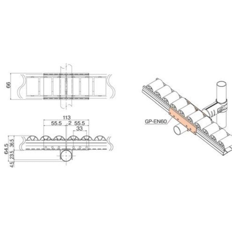 Serie 60 Roller Track Connection GP-EN60