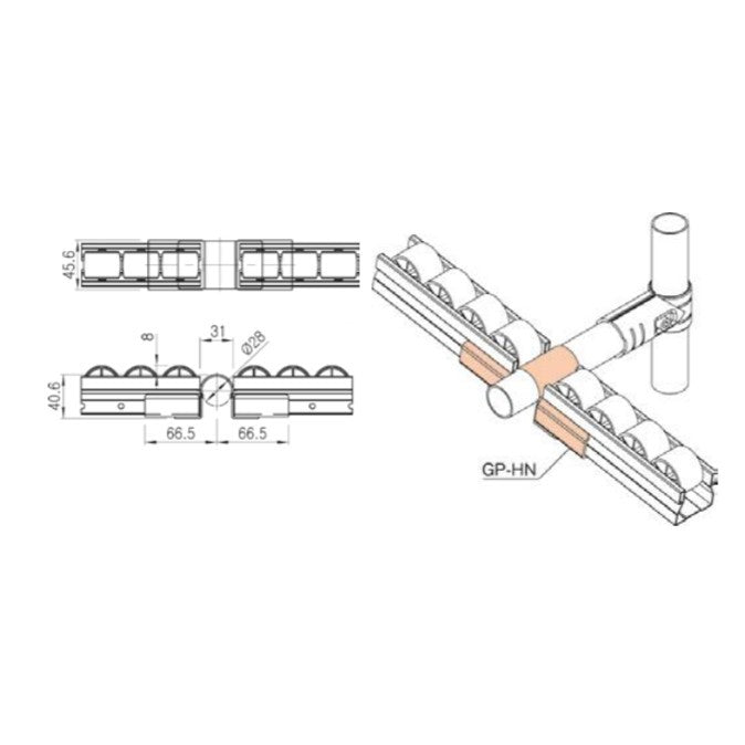 Serie 40 Roller Track Connection GP-HN