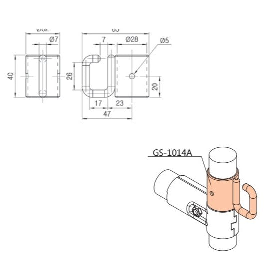 Hook for 28 mm pipe GS-1014A