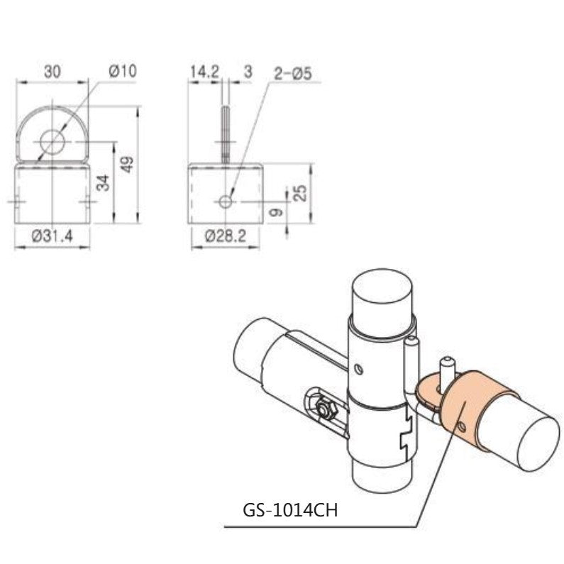 End piece for mounting GS-1014C BK