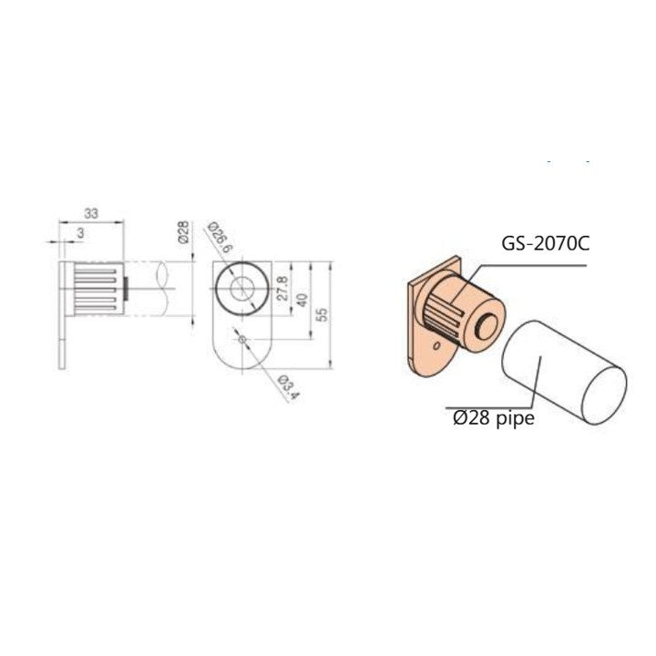End piece mount GS-2070C