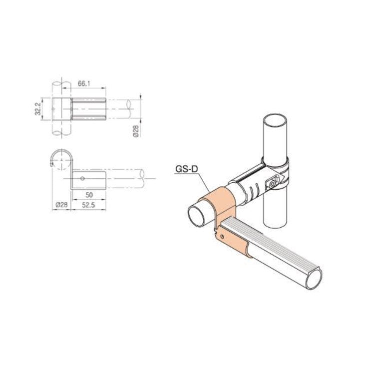 Slide pipe bracket with high stop GS-D
