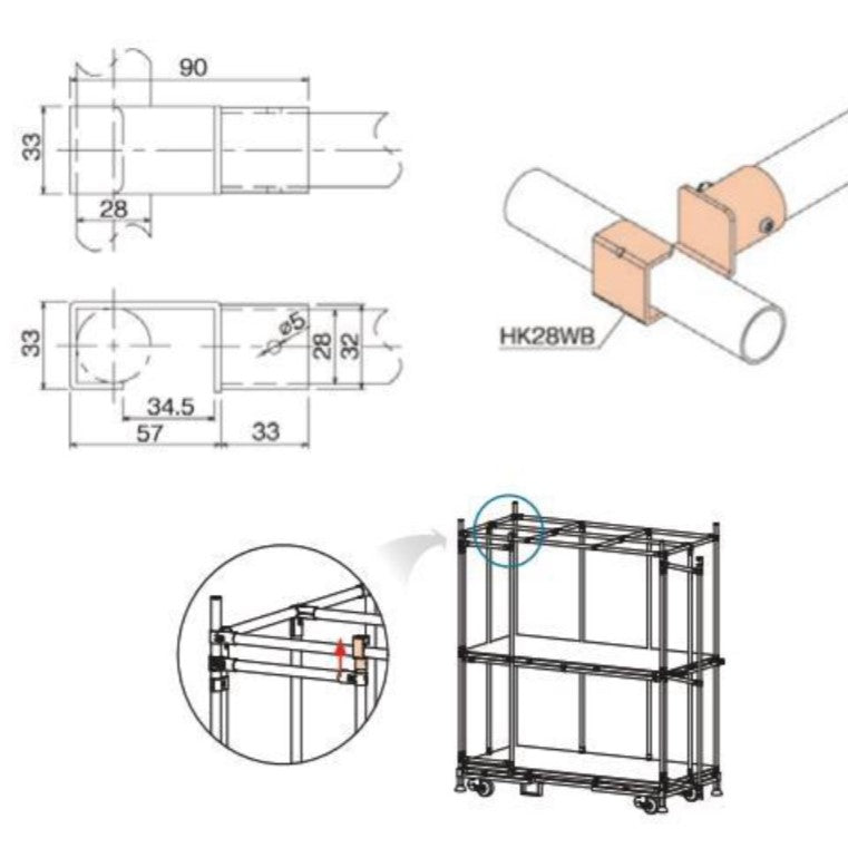 Pipe holder for mounting HK28WB