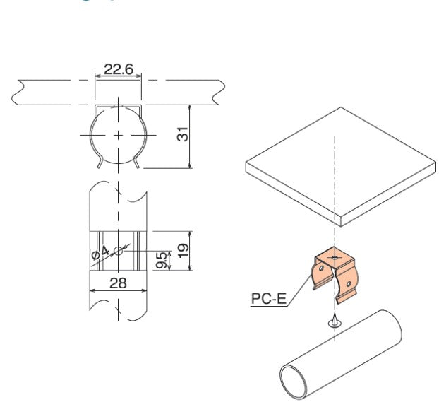 Pipe clamp, double fixing possible PC-E