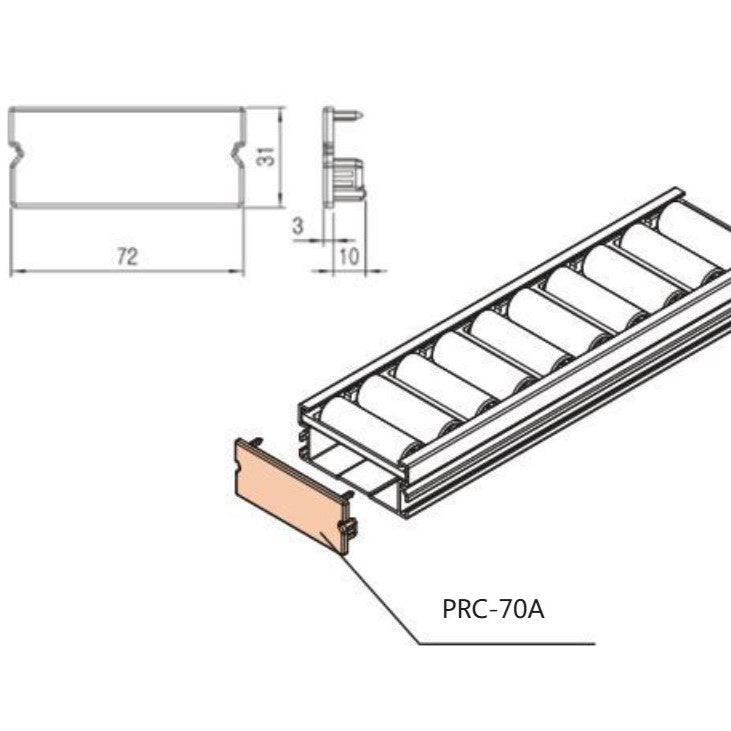 Serie 60 Roller Track Cover Cap PRC-60-BK