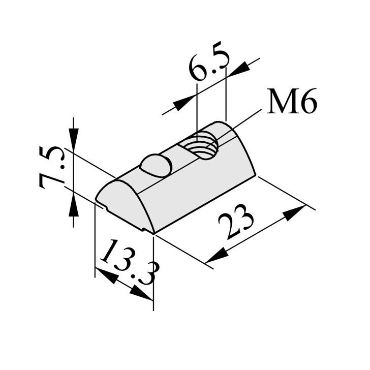 Spårmutter M6 för spår 8 mm