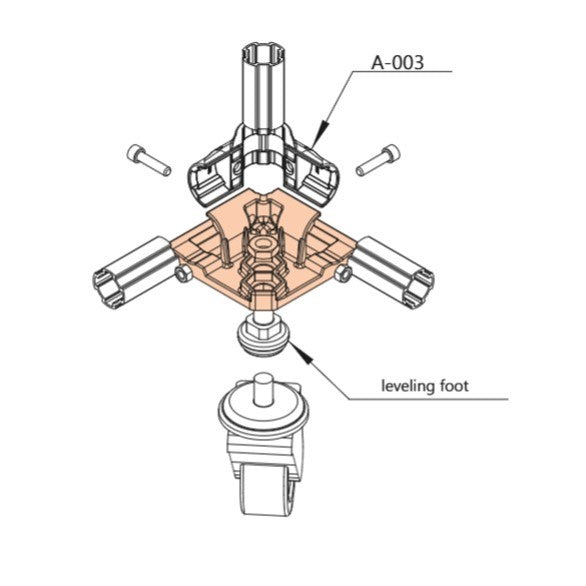 Set of corner joints for mounting of castors/feet ACBA-B28B