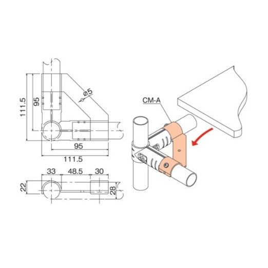 Panel holder, corner CM-A