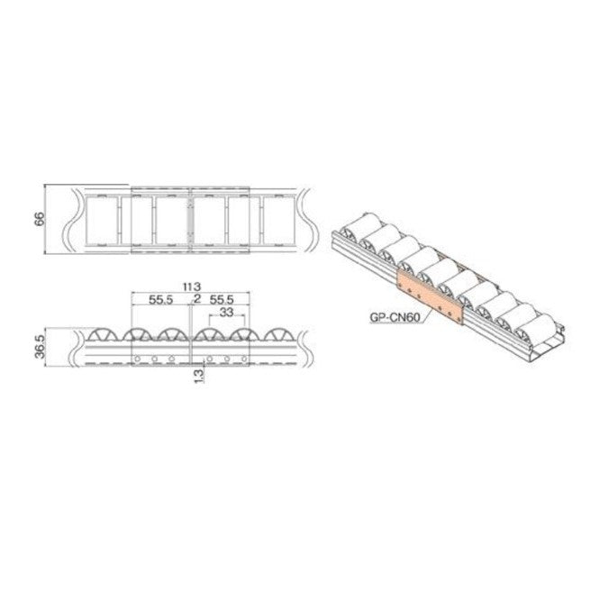 Serie 60 Roller Track Connection GP-CN60