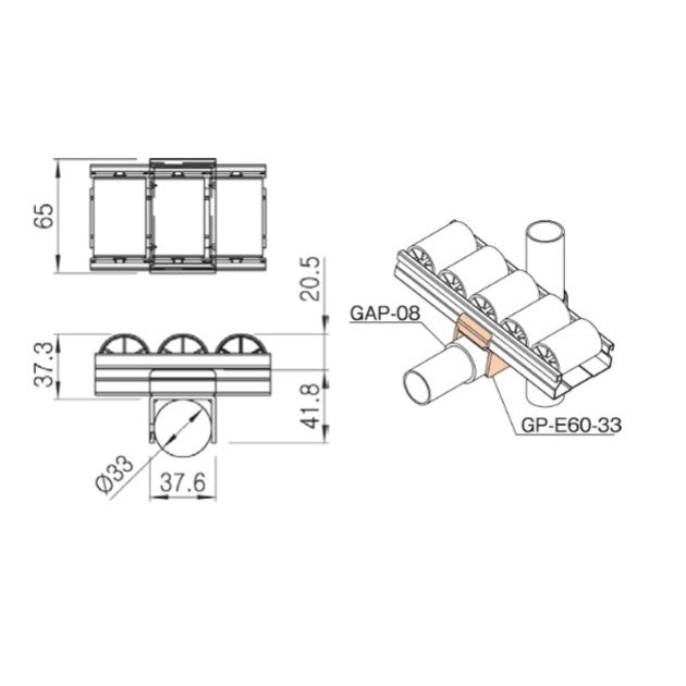 Serie 60 Roller Track Mount GP-E60-33