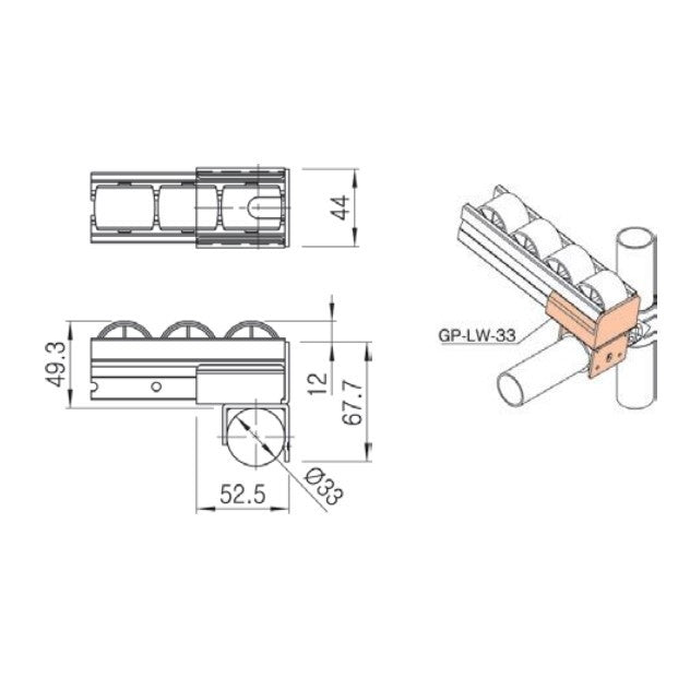 Series 40 Roller Track Mount GP-LW