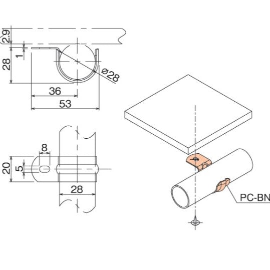 Pipe clamp single fixing PC-B