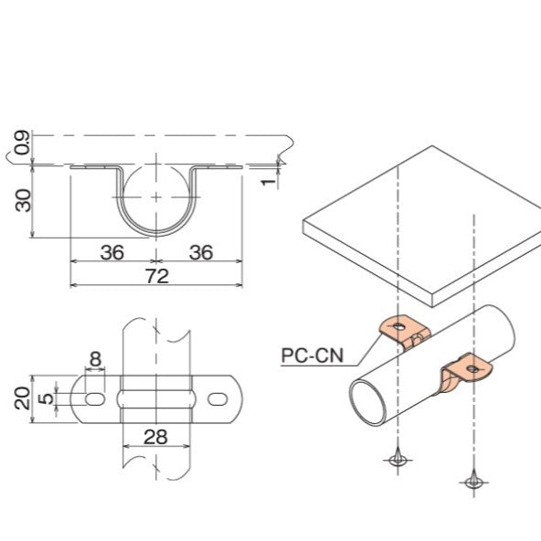 Pipe clamp double fixing PC-C